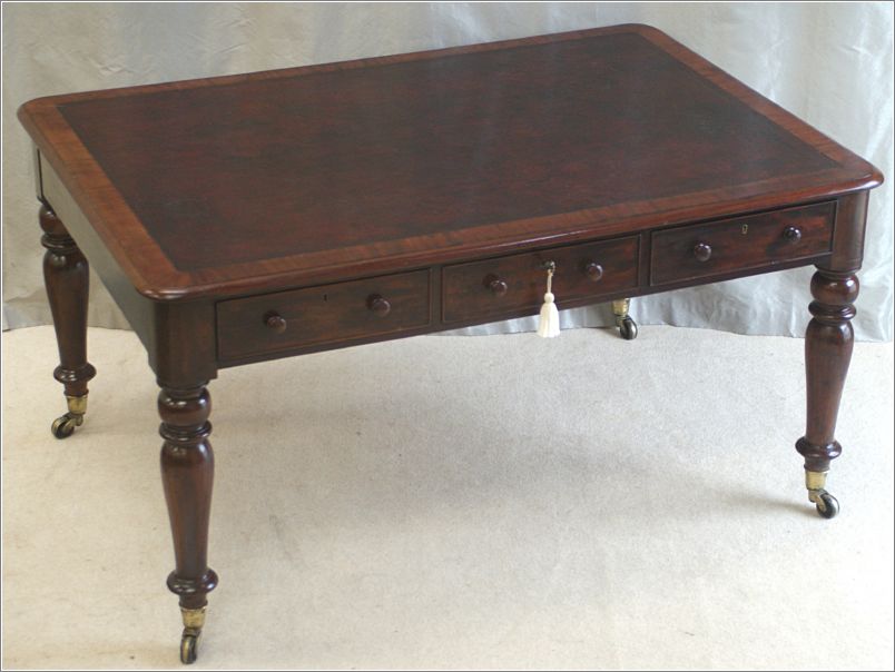3040 Antique William IV Mahogany Library Table (1)